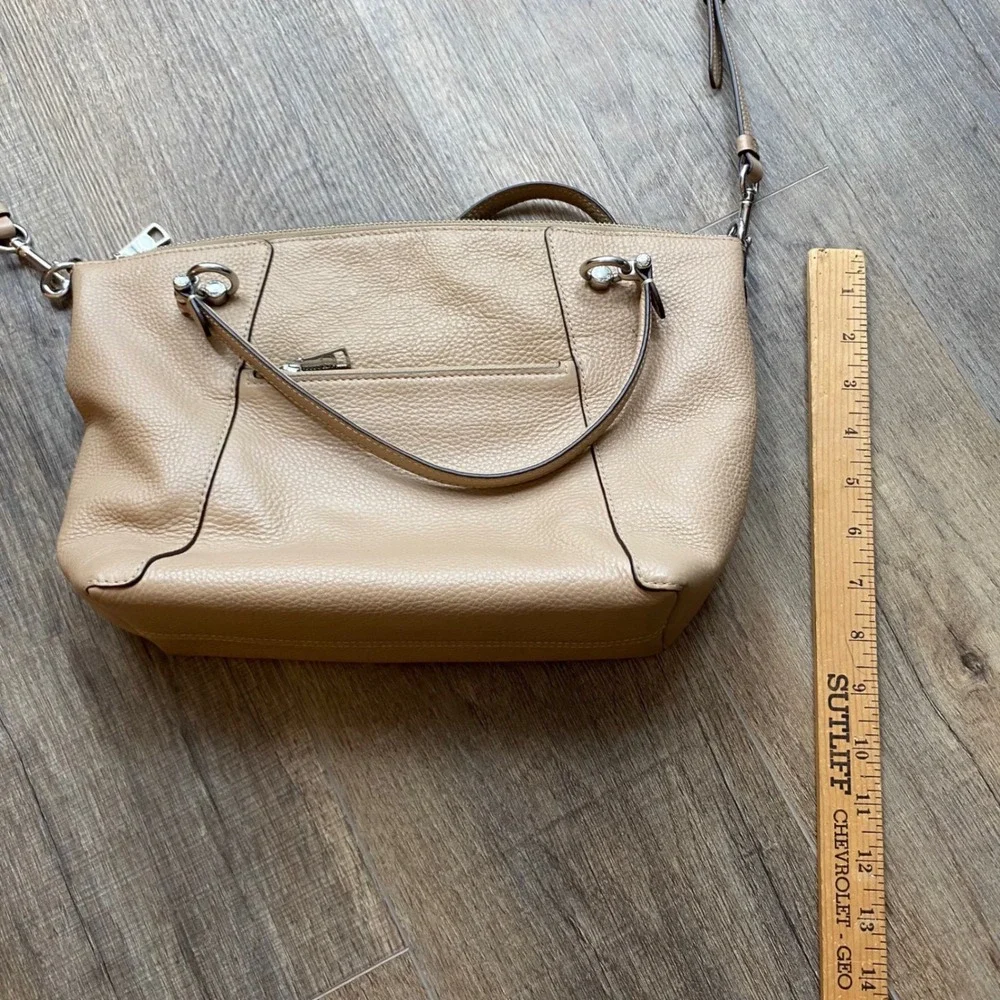 Coach Kacey Satchel‎ Taupe Pebble Leather Handbag Purse 05229 Crossbody Shoulder - Picture 8 of 9
